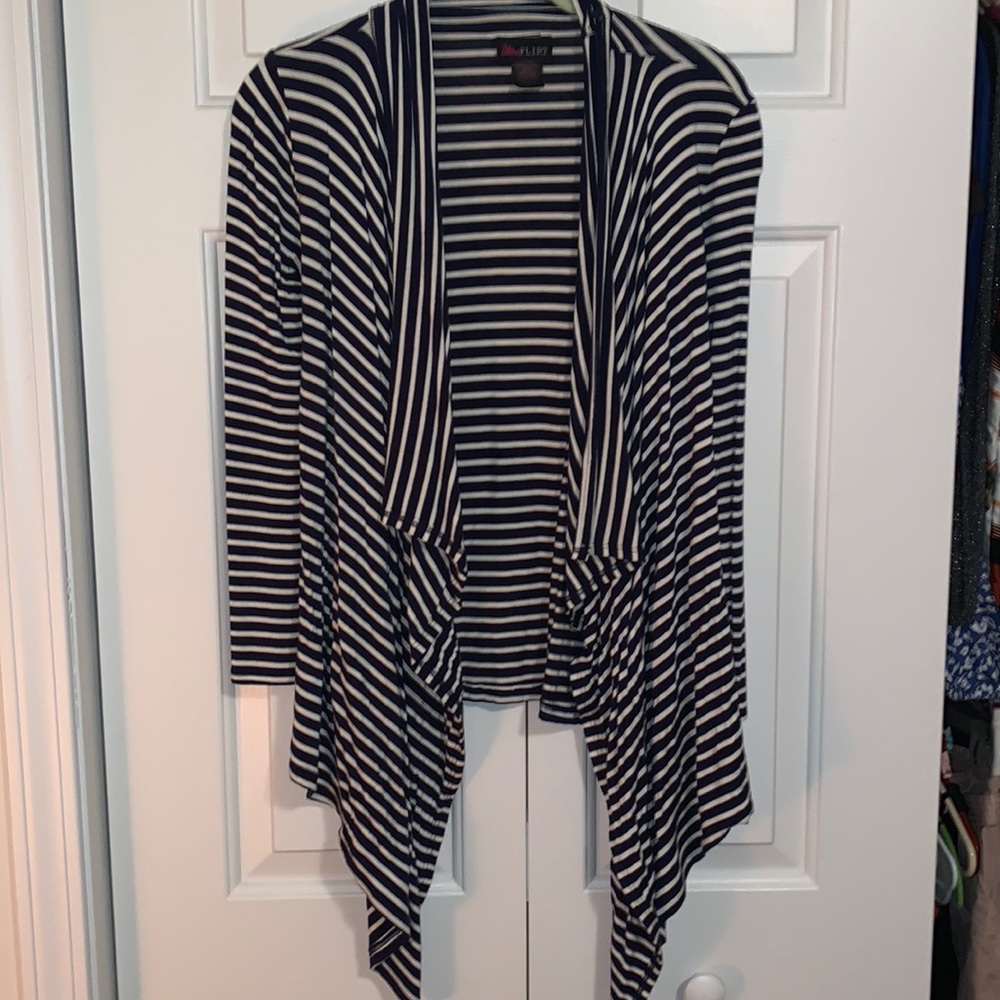 Women’s Striped Navy Cardigan